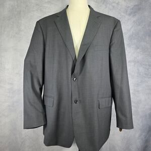Brooks Brothers Blazer Mens 50L Gray Pinstripe Wool 2 Button 346 Stretch Jacket